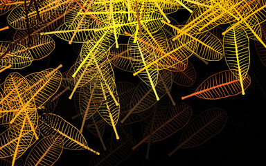 Dark Orange vector natural artwork with leaves.