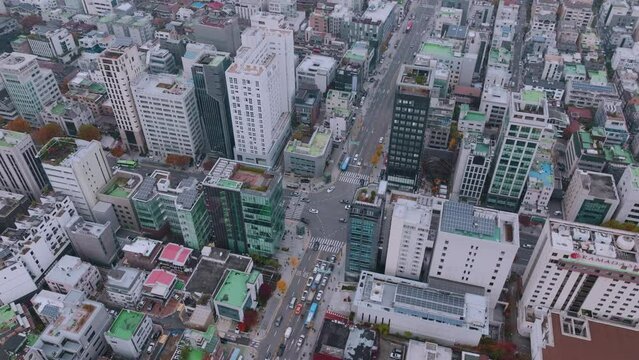 [korea drone footage] Seoul, Han River, Gangnam, Teheran Road, fall