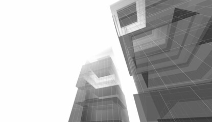 Naklejka premium Abstract architectural rendering 3d illustration