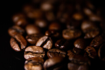 Coffee beans close up. Lots of coffee beans.