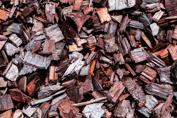 Texture, multi-colored, wood shavings close-up.