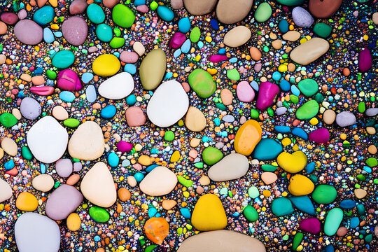 colorful stones with colored sand, Generative AI techlonology