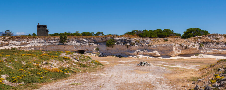 The quarry where prison inmates had to work breaking rocks on Robben Island, Cape Town, South Africa; Robben Island, Cape Town, Western Cape, South Africa