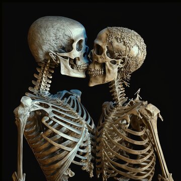 Two skeletons kissing - Generative AI