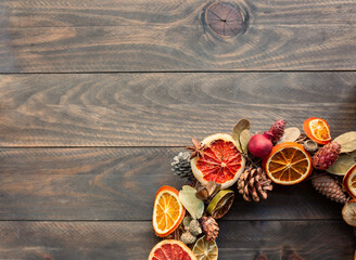 Christmas Circle handmade on wooden background
