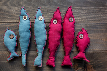 Handmade linen fish as a decor
