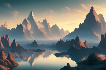 Fototapeta na wymiar incredible mountain landscape, desktop screensaver, fantastic view, rocks