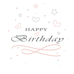 Fototapeta na wymiar Happy birthday. A beautiful welcome opening. hand lettering Stars and centers are depicted on a white background