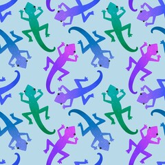Cartoon animals seamless lizard pattern for wrapping paper and kids clothes print and fabrics and linens