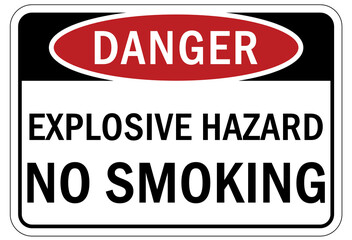 Explosive material combustible dust sign and labels no smoking