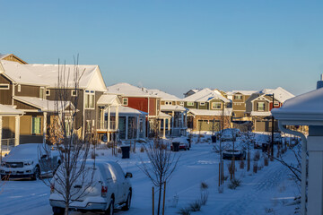 Colorado Living. Aurora, Colorado - Denver Metro Area Residential Winter Panorama with newly...