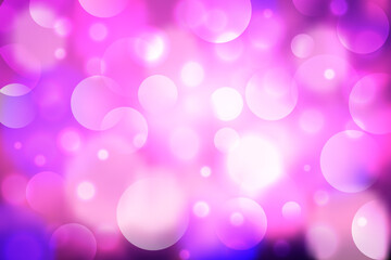 Pink bokeh background. Soft blue light effect. Hot pink, violet and purple colors. Romantic abstract backdrop bokeh blurred. Trendy valentine decoration. Vector illustration.