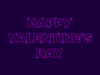 Happy Valentine's Day. Glowing shining laser text. Laser and neon effect. Sparkling light. Festive design for posters, banners and promotional products. Vector illustration