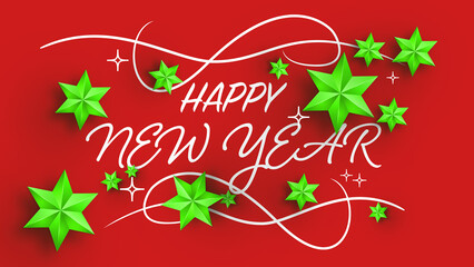 Happy New Year Holidays Background. Festive Winter Holiday Decoration with Snow Flakes
