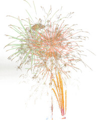 Red green and yellow gold isolated fireworks explosions overlay