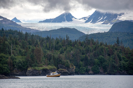 Dixon Glacier in Kachemak Bay State Park is the eastern most glacier in the park that originates in the Harding Icefield; Homer, Alaska, United States of America