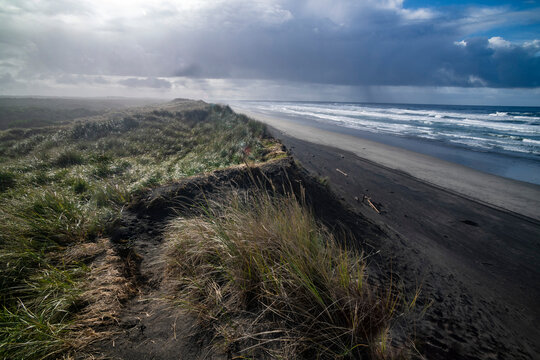 A stretch of beach at Fort Stevens State Park, Oregon near the mouth of the Columbia River; Hammond, Oregon, United States of America