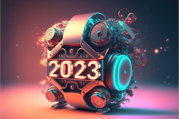 new year 2023 futuristic neon