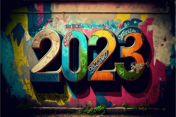 Tableaux ronds sur plexiglas Graffiti 2023 graffiti on wall