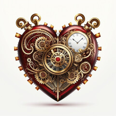 Steampunk inspired Valentine heart, Generative AI