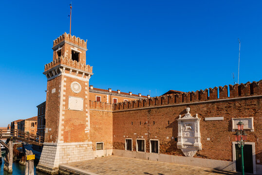 Tower at the Entrance Portal of the Venetian Arsenal, Sestiere Castello; Venice, Veneto, Italy