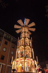 Christmas pyramid, Weihnachtspyramide, attractive decorated Christmas market art and structure,...