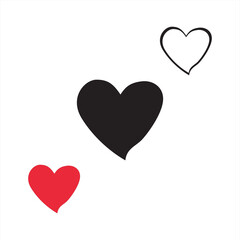 Love icon with asymmetrical shape with 3 models.