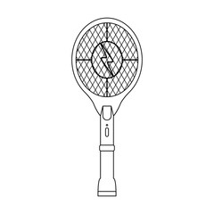 Electric mosquito swatter outline icon, vector illustration in trendy style, isolated on white background. Editable graphic resources for many purposes. Mosquito electric racket icon.