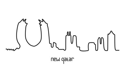 New Qatar landmark city skyline doodle sign. Newly developing city in Qatar vector illustration in trendy design style. Editable graphic resources for many purposes.