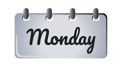 Days of the week icon sign on silver board with spirals, vector illustration. The name of the day. Monday, tuesday, wednesday, thursday, friday, saturday, sunday. Suitable for many purposes.