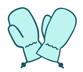 手袋の表裏、ミトンのグローブ、スキー、スノーボード用、青色