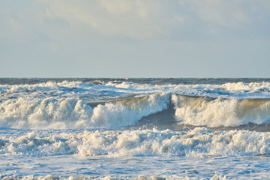 Waves at north sea coast in denmark. High quality photo