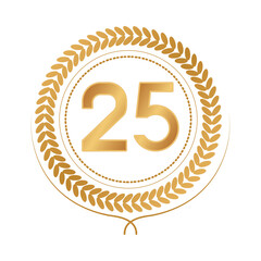 golden badge with number twentyfive