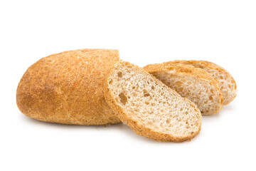 Ciabatta (Italian bread) isolated on a white background. Copy space.	
