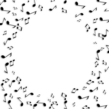 Frame of music notes on white background