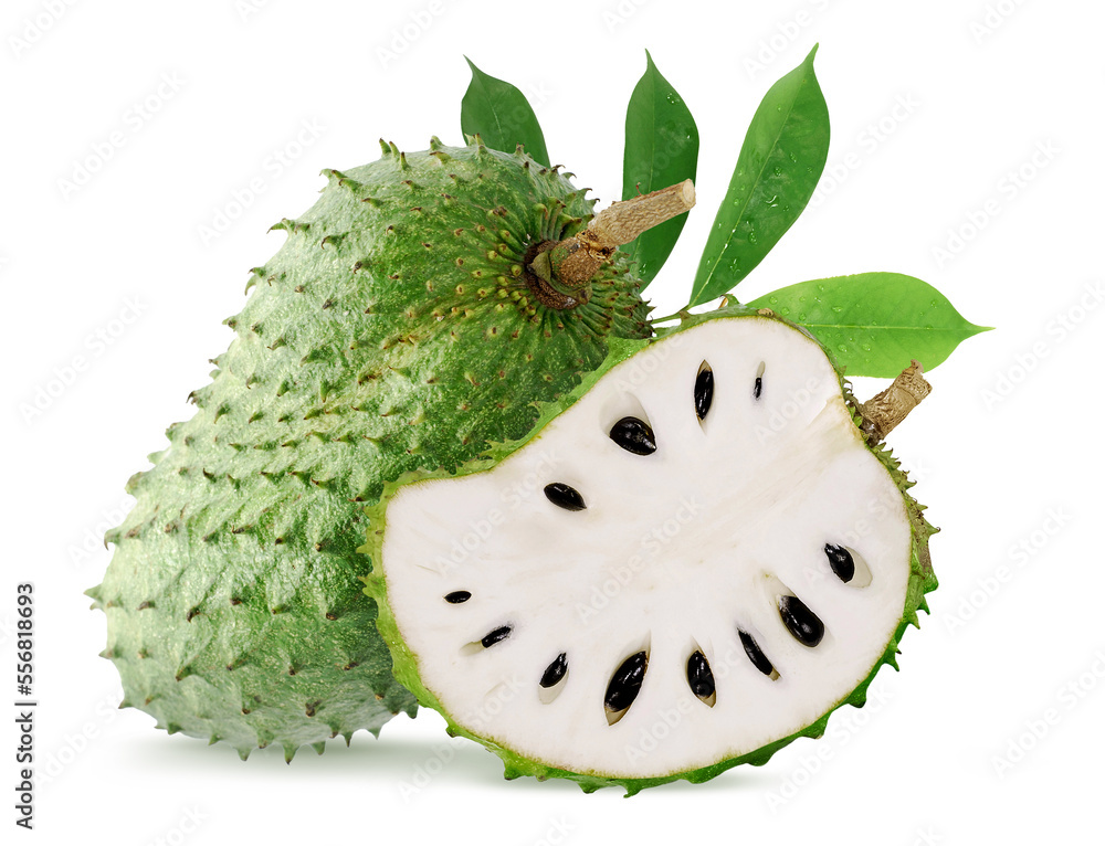 Wall mural Soursop or custard apple fuite isolated on white background