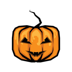 scary Halloween Pumpkin Vector illustration, in sharp cartoon design style. Suitable and perfect for poster design materials, banners and many other purposes.