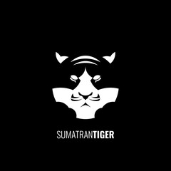 Sumatran Tiger Head logo in trendy design style. Editable and suitable for product or company brand icon templates.