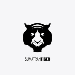 Sumatran Tiger Head logo in trendy design style. Editable and suitable for product or company brand icon templates.