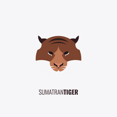Sumatran Tiger Head logo in trendy design style. Editable and suitable for product or company brand icon templates.