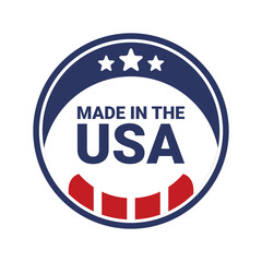 Made In The USA Labels icon. Logo icon for American products with trendy and unique design style. Perfect match for design material you need. Editable vector illustration.