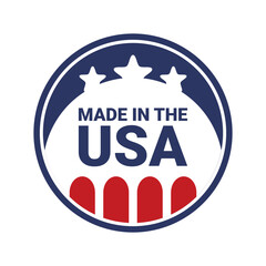 Made In The USA Labels vector illustration. Logo icon for American products with trendy and unique design style. Perfect match for design material you need.