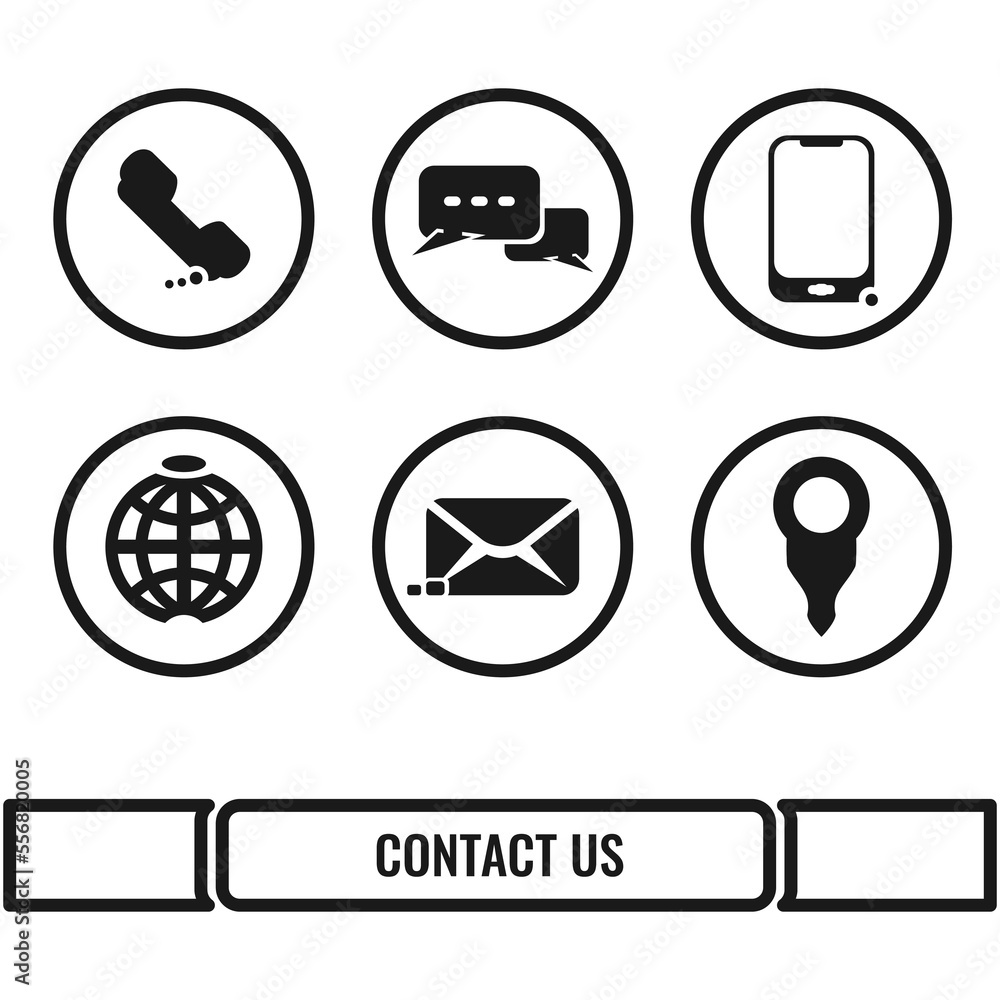 Poster contact us icons vector collection in unique design style. network communication symbol. suitable fo