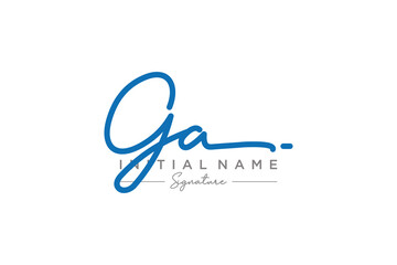 Initial GA signature logo template vector. Hand drawn Calligraphy lettering Vector illustration. - obrazy, fototapety, plakaty