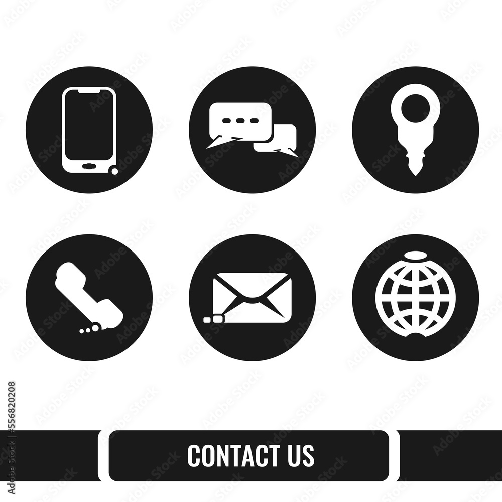 Poster contact us icons vector collection in unique design style. network communication symbol. suitable fo