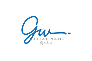 Fototapeta na wymiar Initial GW signature logo template vector. Hand drawn Calligraphy lettering Vector illustration.