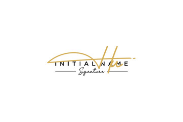 Initial HU signature logo template vector. Hand drawn Calligraphy lettering Vector illustration.