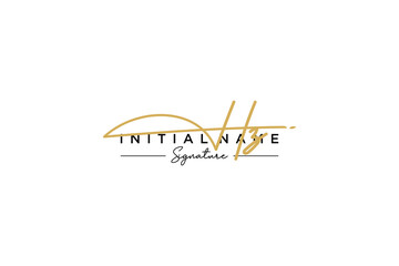 Initial HZ signature logo template vector. Hand drawn Calligraphy lettering Vector illustration.