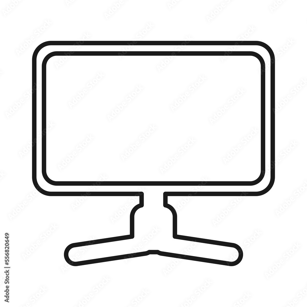 Poster lcd monitor icon concept. simple illustration symbol of desktop pc setup collection. suitable for ma