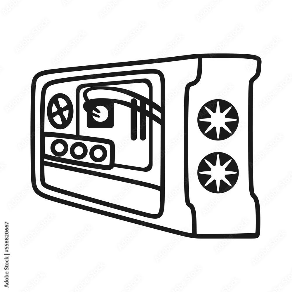 Poster computer pc cpu icon concept. simple illustration symbol of desktop pc setup collection. suitable fo